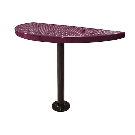 Leisure Craft Perforated Semi-Circle Pedestal Table, Portable, 30"H, Burgundy STAB30-PERF-BURGUNDY
