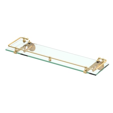 Gatco Premier Railing 20" Glass Shelf, Polished Brass 1438