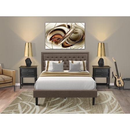 East West Furniture 3 Piece Kendall Queen Size Bedroom Set - Black KD18Q-2VL06