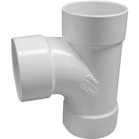 Canplas S&D Sanitary Pipe Tee, 6 in, Hub, PVC 414126BC