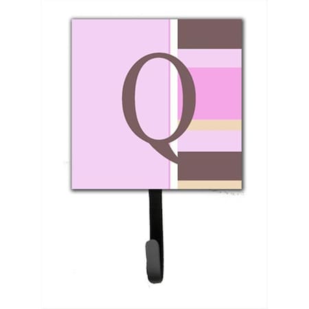 Carolines Treasures Letter Q Initial Monogram - Pink Stripes Leash Holder Or Key Hook CJ1005-QSH4