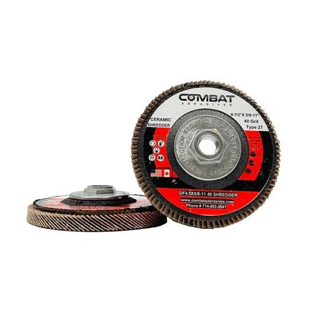 Renegade Products Usa Ceramic Shredder Flap Discs 4-1/2" x 5/8-11" With Hub, Type 29, 40 Grit DF4.5X5/8-11X40SHREDDER