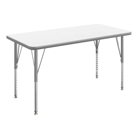 Flash Furniture Wren 48 in x 24 in Adjustable Height Activity Table, Thermal Laminate Top, Short Legs, White XU-A2448-REC-WHT-T-P-GG