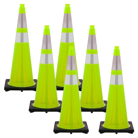 Mr. Chain 36" Safety Green Reflective Traffic Cone (6-Pack) 98077-6