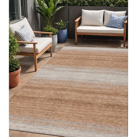 Homeroots 5' X 8' Copper And Beige Abstract Washable Indoor Outdoor Area Rug 599947