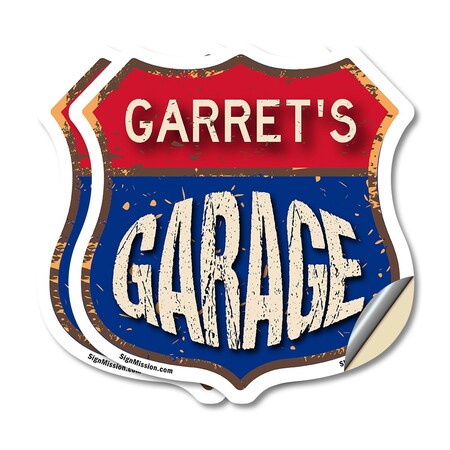Signmission Garret's Garage, 4 inch X 4 inch, Vinyl Decal, 2PK SHI-D-2PACK-4-383-GARRET