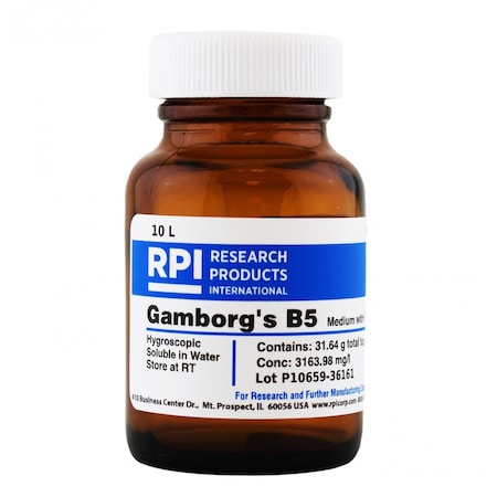 Rpi Gamborg's B5 Medium with Vitamins, Powder, 31.6g Makes 10 Liters G20200-10.0