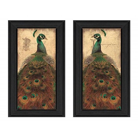 Homeroots Set Of Two Peacock 2 Black Framed Print Wall Art, 2PK 405687