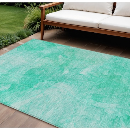 Homeroots 9' X 12' Teal Blue And Aqua Nautical Washable Indoor Outdoor Area Rug 581753