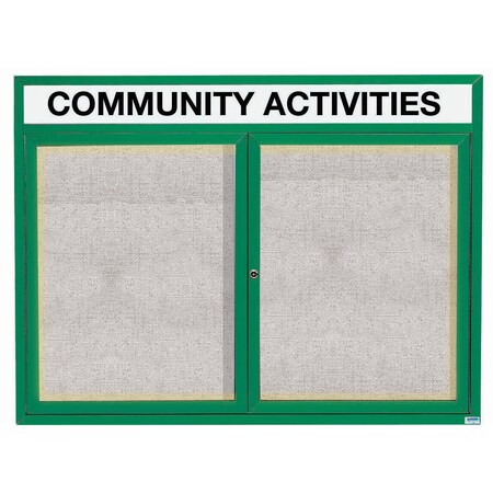 Aarco Illuminated Outdoor Enclosed Bulletin Board w/ Al Frame Header, Powder Coated Green, 36''Hx48''W ODCC3648RHIG