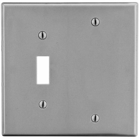Hubbell Wiring Device-Kellems Wallplate, 2-Gang, 1) Toggle 1) Blank, Gray P113GY