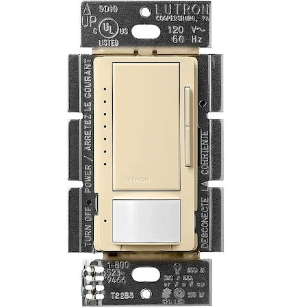 Lutron Wall Mount Sensor, Occupancy, Photocell, Vacancy, Hard Wired, Ivory, 900 sq ft, Fluorescent, Halogen, Incandescent, LED MSCL-OP153M-IV