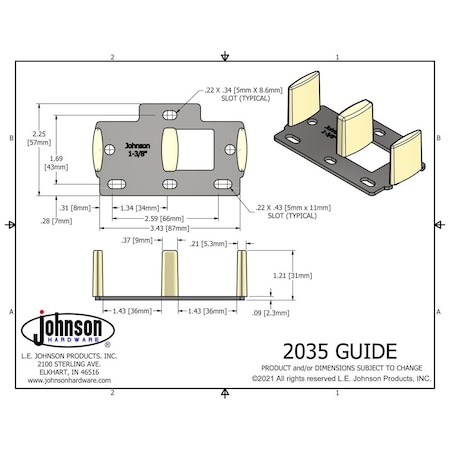 Le Johnson Floor Guide White Nylon F/ 1-3/8 in  Doors 2138