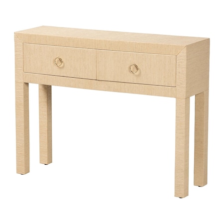 Bali & Pari Noah Grasscloth Console Table, Light Brown 265-14542-ZORO