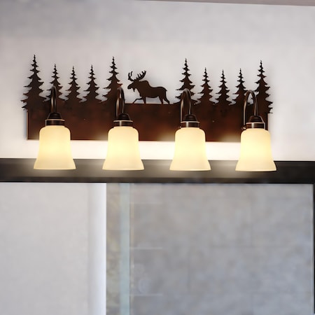 Vaxcel Yellowstone 4 Light Bronze Rustic Moose Bathroom Vanity Fixture VL55604BBZ