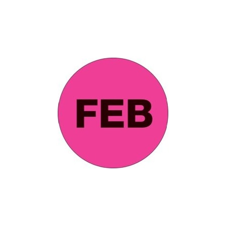 Bubblefast 1'' Circle - ''FEB'' Fluorescent Pink Months of the Year Labels BFDL6724
