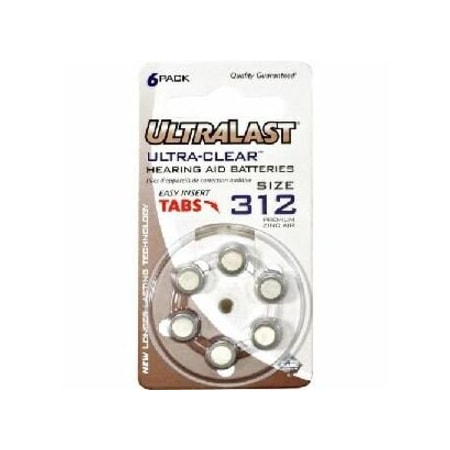 Ultralast NABC UltraLast UL312HA Zinc Air Size 312 Ultra Clear Hearing Aid Battery - Zinc Air UL312HA
