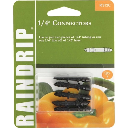 Raindrip 1/4 In. Tubing Barbed Connector Coupling, 5PK R312CT