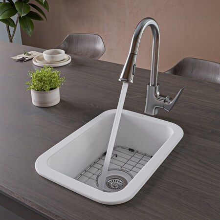 Alfi Brand Rectangle Fireclay Undermount or Drop In Prep Sink w Grid included ABF1319UD-W