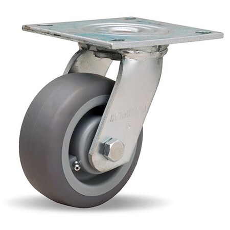 Hamilton Medium Service Swivel Caster, 5" x 2" Versa-Tech Gray Rubber (65A) on Polyolefin Wheel S-MS-5TE