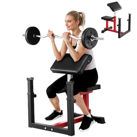Vevor Preacher Curl Bench Adjustable Home Gym Biceps Machine Barbell Equipment ax1010