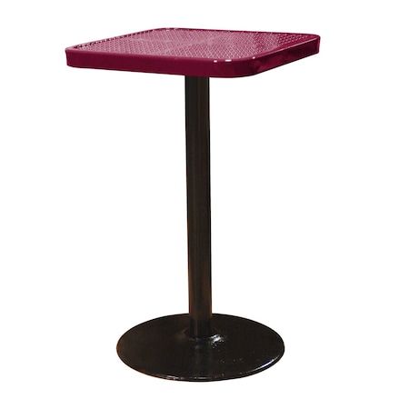 Leisure Craft 24" Square Perforated Pedestal Table, Portable, 40"H, Burgundy SQ24TAB40-BURGUNDY
