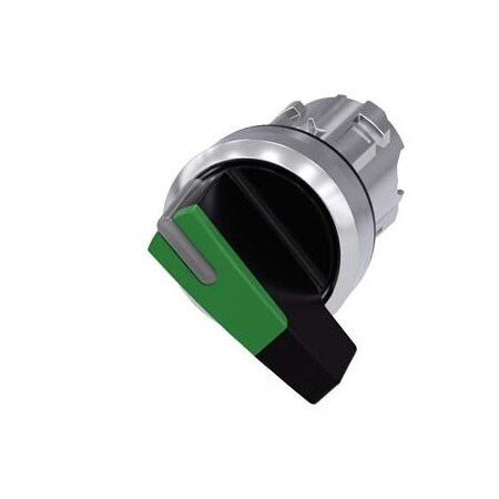Siemens Selector switch, illuminable, 22 mm, round, metal, shiny, green 3SU1052-2CC40-0AA0