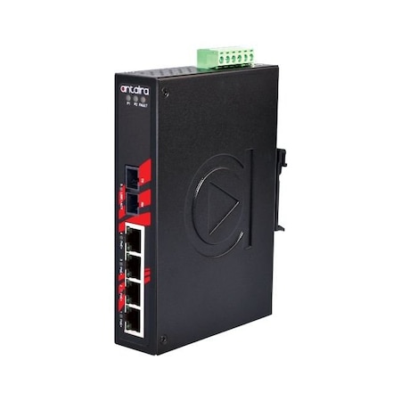 Antaira 5-Port Industrial PoE+ Unmanaged Ethernet Switch, w/4*10/100Tx (30W/Port) + LNP-0501-S3-24