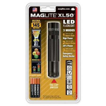 Mag XL50 3-Cell AAA LED Flashlight Blk Clam XL50-S3016