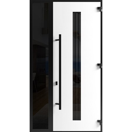 Vdomdoors Front Exterior Prehung Steel Door Ronex1055 Teak 96 Sidelight Exterior Window Sidelite Entry Metal RONEX1055EXD-OAK-W36+16xH96-LH-I
