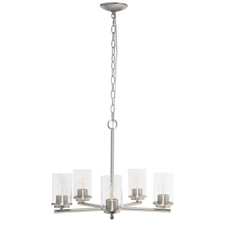 Homeroots Nickel Chandelier Iron Ceiling Light With Clear Shades 651654