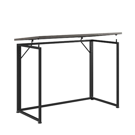 Homeroots 40" Gray Wood and Stainless Steel Computer Desk 723733