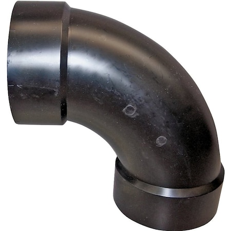 Genova CANPLAS Long Sweep Pipe Elbow, 112 in, Hub, 90 deg Angle, ABS, Black 102276BC
