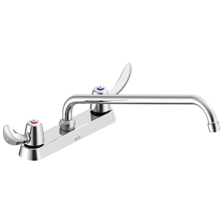 Delta Commercial 26C3 Two Handle 8 In Cast Deck-Mount Faucet In Chrome 26C3242-S8