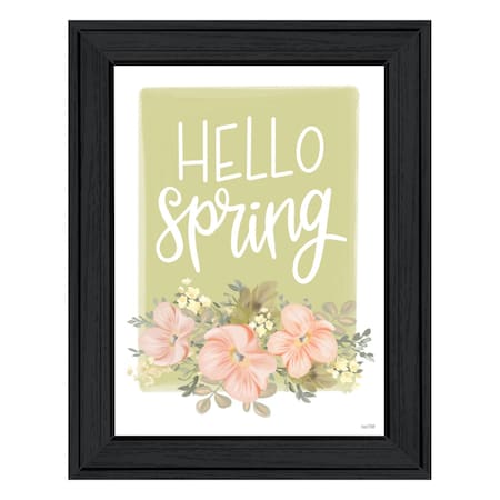 Homeroots Hello Spring Floral Black Framed Print Wall Art 529890