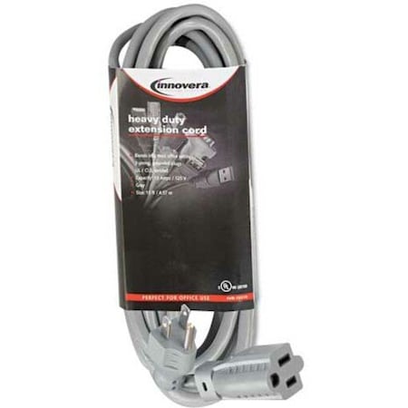 Innovera Extension Cord, Indoor, 1 Outlets, Gray, 15 ft 72215
