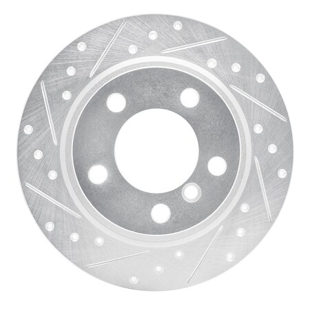 Dynamic Friction Co DFC Brake Rotor - Drilled and Slotted - Silver 631-32010L