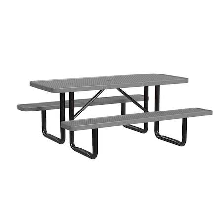 Leisure Craft Rectangle Picnic Table, Gray, In Ground Mount, 6 ft L T6XPIG-GRAY