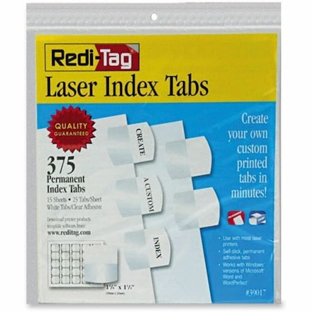Redi-Tag Laser Index Tab/Blank, 375 Tabs, White/White 39017