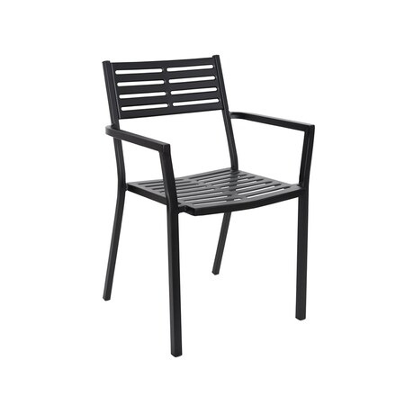 Bfm Seating Daytona Stacking Patio Dining Armchair Sand Black SU2811CBL