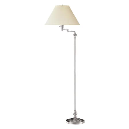 Homeroots 59" Nickel Swing Arm Floor Lamp With Beige Fabric Empire Shade 526331