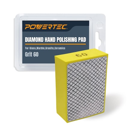 Powertec Diamond Hand Polishing Pads, for Polishing & Grinding Porcelain, Ceramic Tile, Glass, 60 Grit 71904N