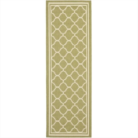 Safavieh 2 ft. -4 in. x 12 ft. Runner Indoor-Outdoor Courtyard- Green and Beige- Machine Made Rug CY6918-244-212