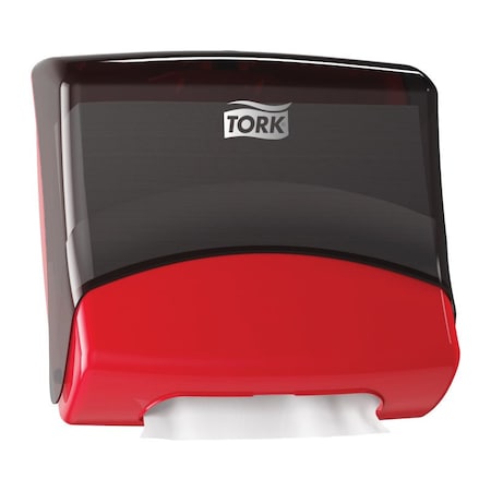 Tork Folded Wiper/Cloth Dispenser, 8.1 in L x 15-1/2 in H x 16.8 in W, Plastic, Red 6540281