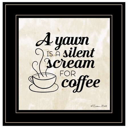 Homeroots A Silent Scream for Coffee 2 Black Framed Print Wall Art 405586