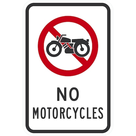 Lyle No Motorcycles (W/Sym), 12x18, Diamond Grade, White G-2737-DG_12x18