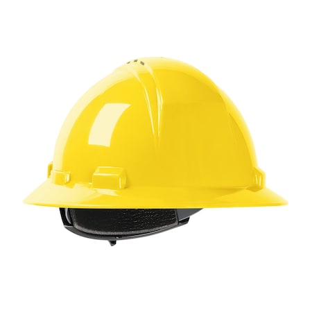 Dynamic Vented, Full Brim Hard Hat w/HDPE Shell, 4-Point Textile Suspension and Wheel Ratchet Adj. 280-HP641RV-02