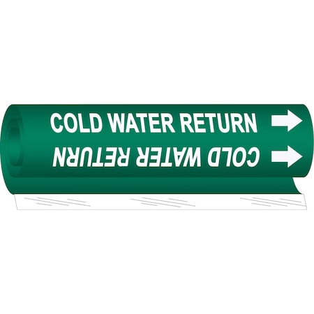 Brady Wrap Around Pipe Marker: COLD WATER RETURN8in H x 5in W, Fits Pipes 0.5in Dia. Thru 1.375in Dia. 80548