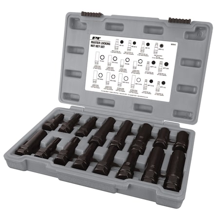 Performance Tool Locking Lug Nut Master Key Set, Spline Hex Star Keys, 16 Styles, Black Oxide M994