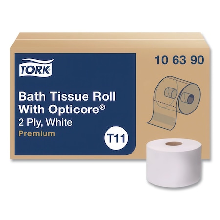 Tork Tork OptiCore Mid-size Toilet Paper Roll White T11, Premium, 2-ply, 36 x 800 sheets, 106390, PK36 106390